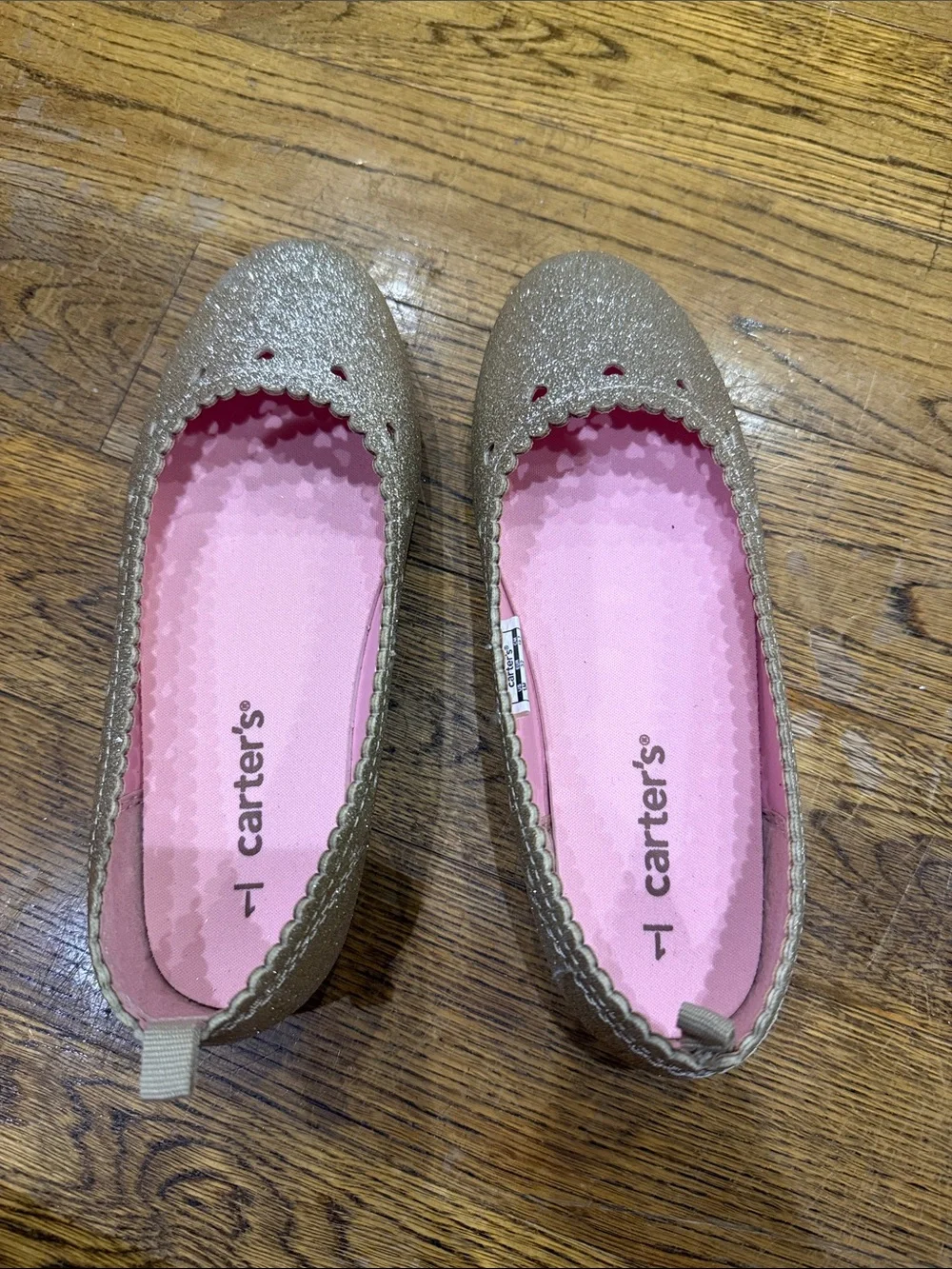 Carter's Gold Glitter Girls' Ballet Flats with Pink Insole